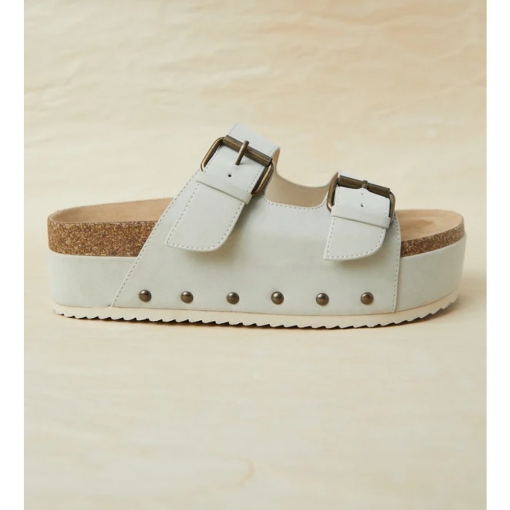 new with tags altard state serenna platform sandal in light grey - Picture 3 of 4